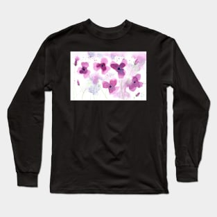 Loose Flowers in Pink Long Sleeve T-Shirt